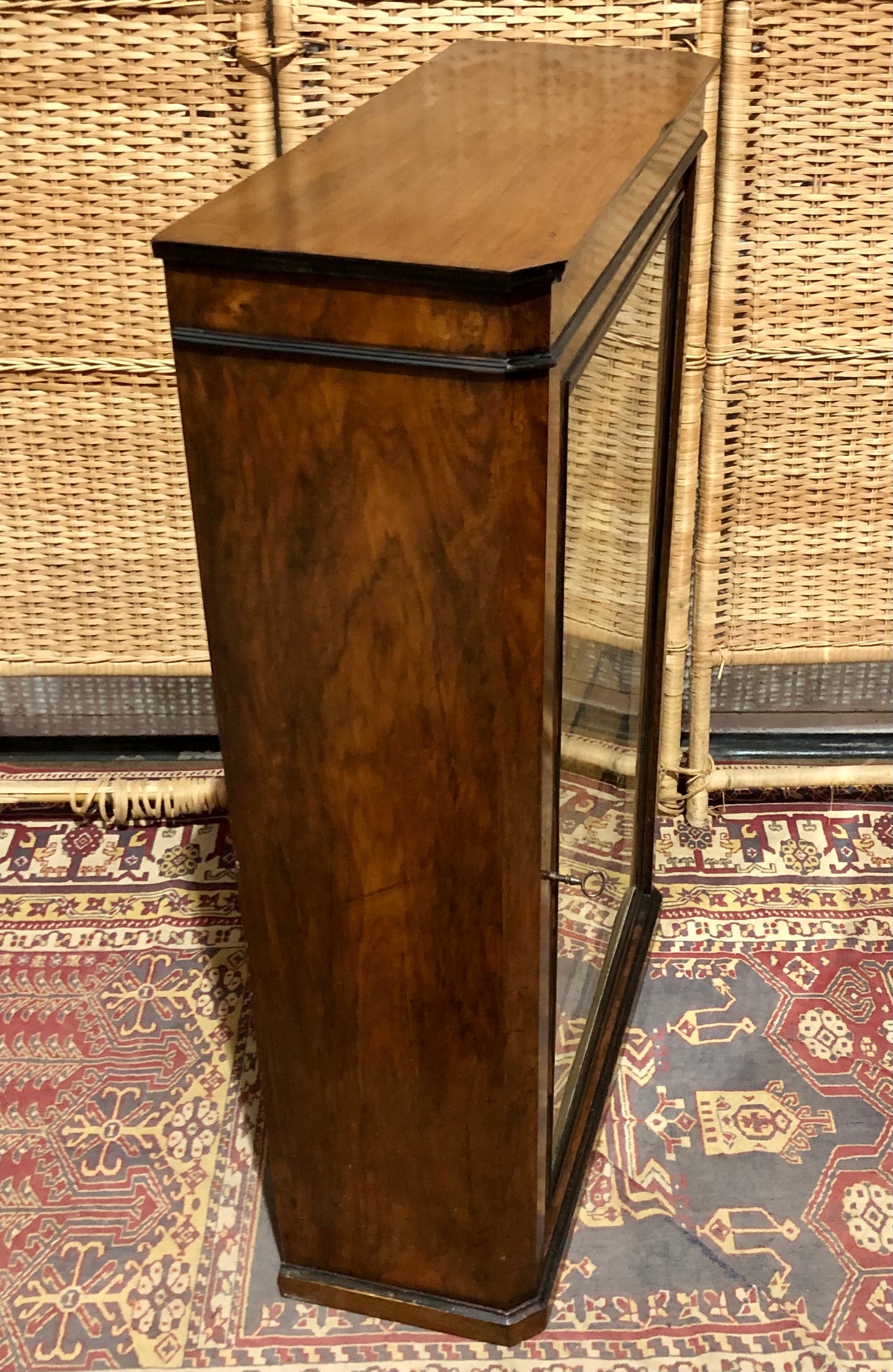 000604....Handsome Antique French Walnut Pier Cabinet/Bookcase