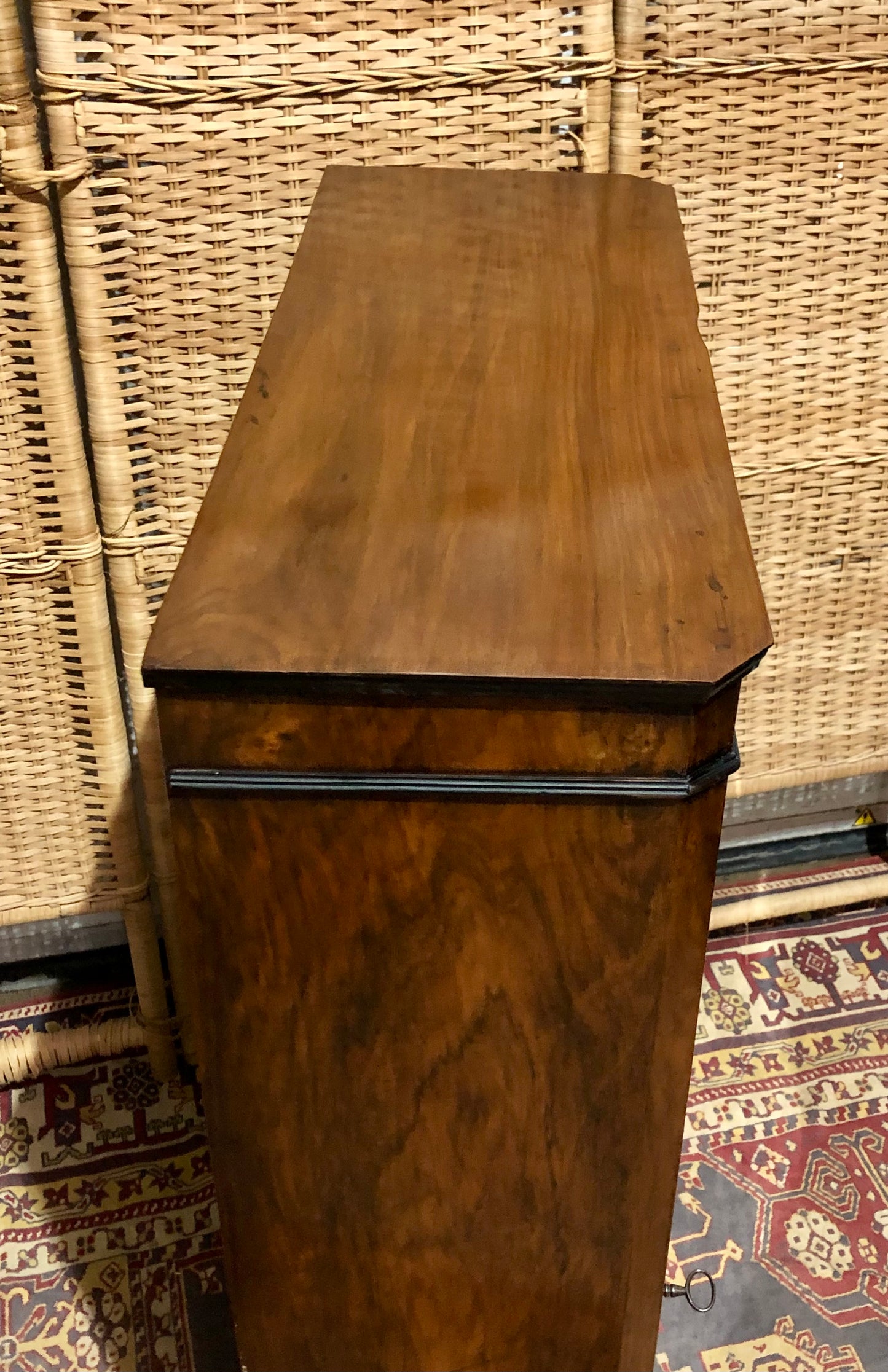 000604....Handsome Antique French Walnut Pier Cabinet/Bookcase