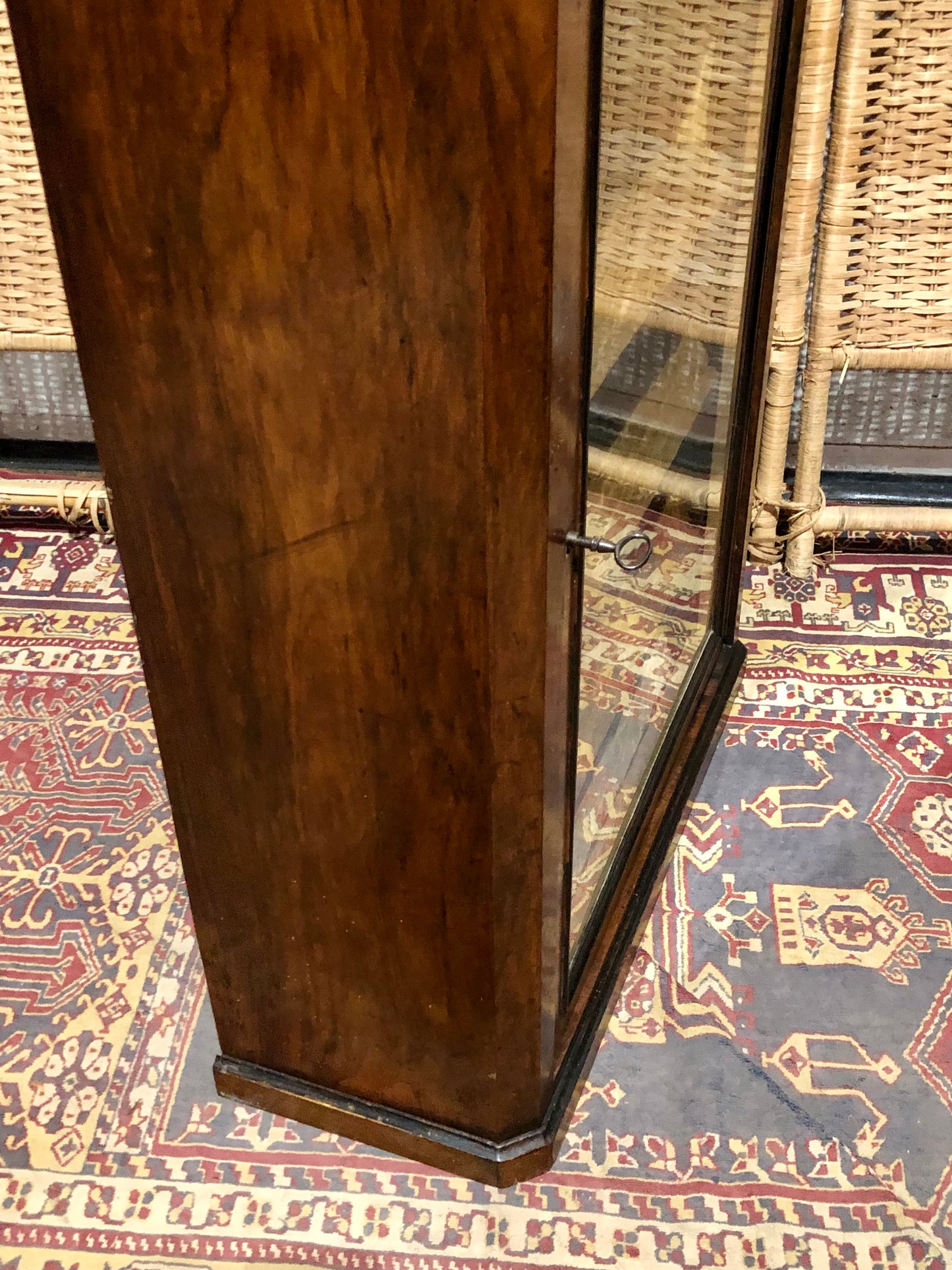 000604....Handsome Antique French Walnut Pier Cabinet/Bookcase