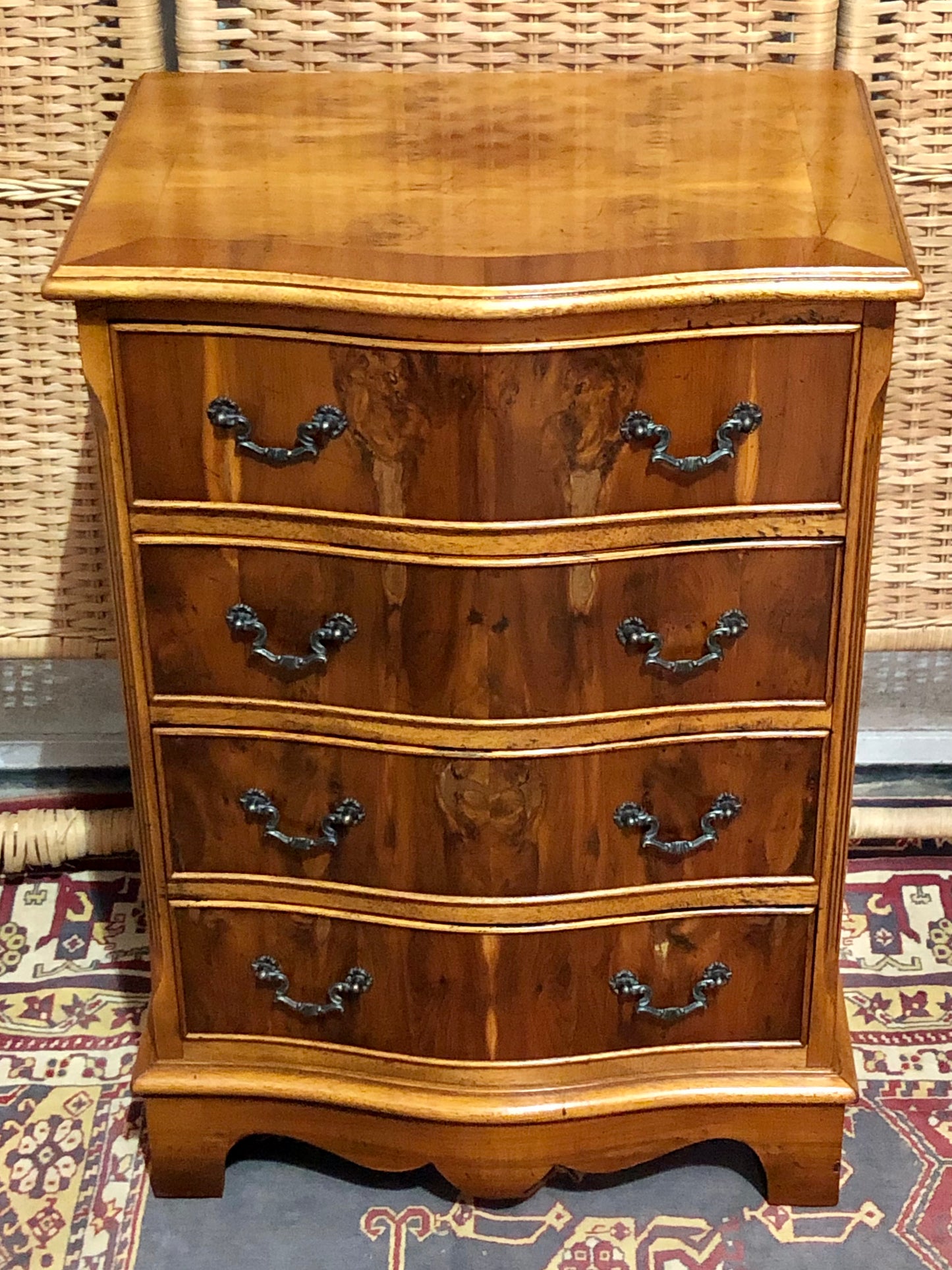 000592....Handsome Vintage Yew Bedside Chest