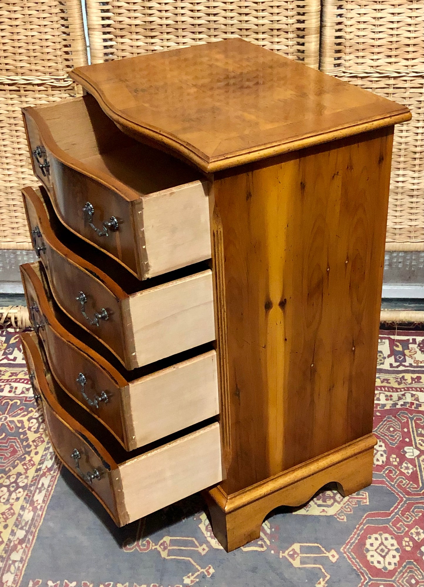 000592....Handsome Vintage Yew Bedside Chest