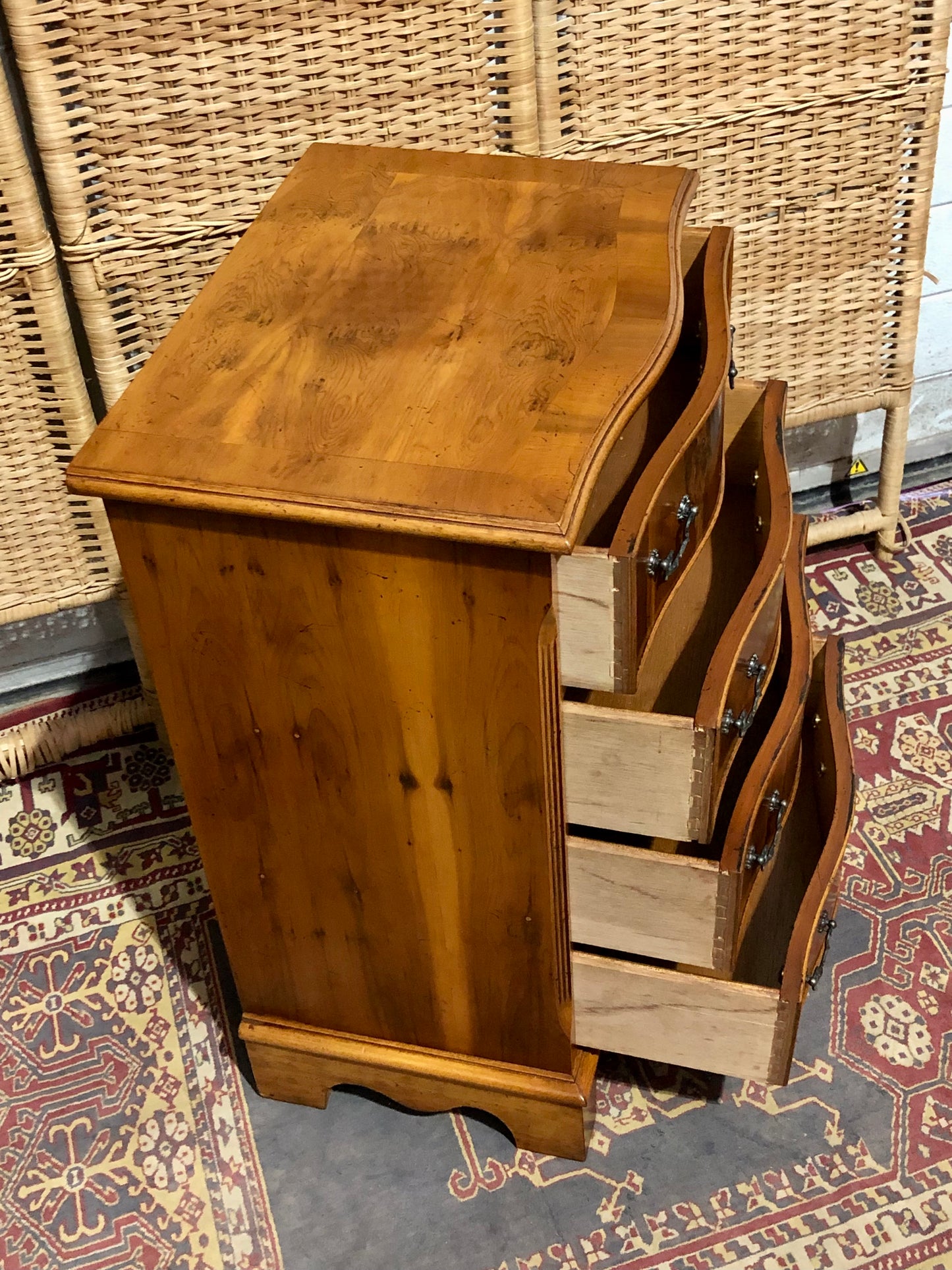 000592....Handsome Vintage Yew Bedside Chest