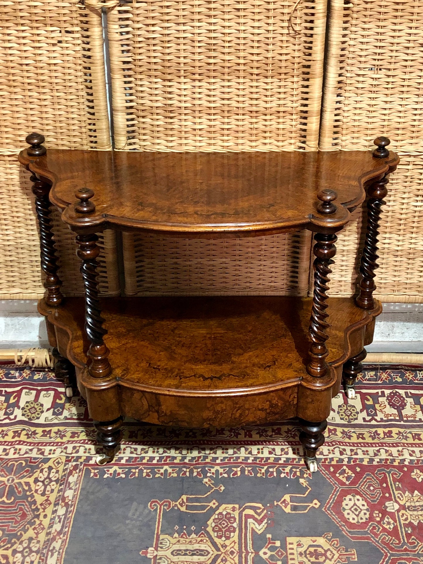 000597....Handsome Antique Walnut Low Side Table With Drawer