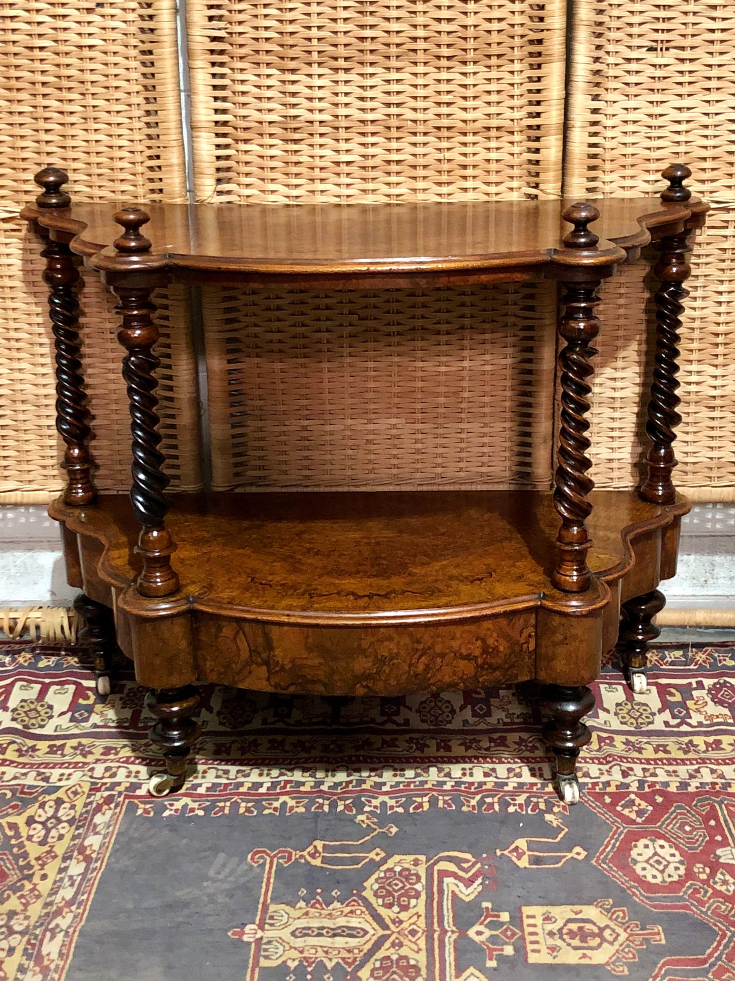 000597....Handsome Antique Walnut Low Side Table With Drawer