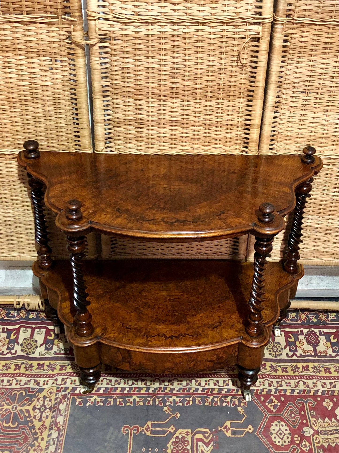 000597....Handsome Antique Walnut Low Side Table With Drawer