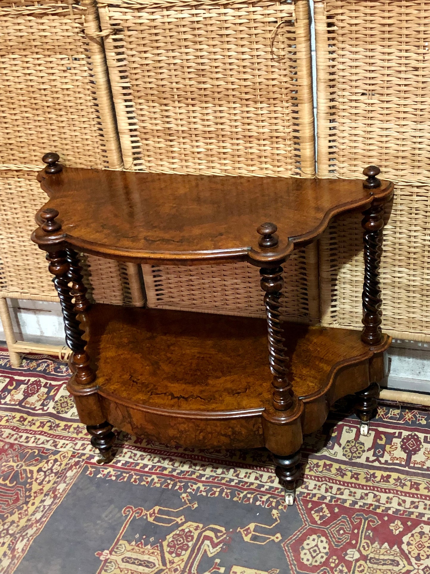 000597....Handsome Antique Walnut Low Side Table With Drawer