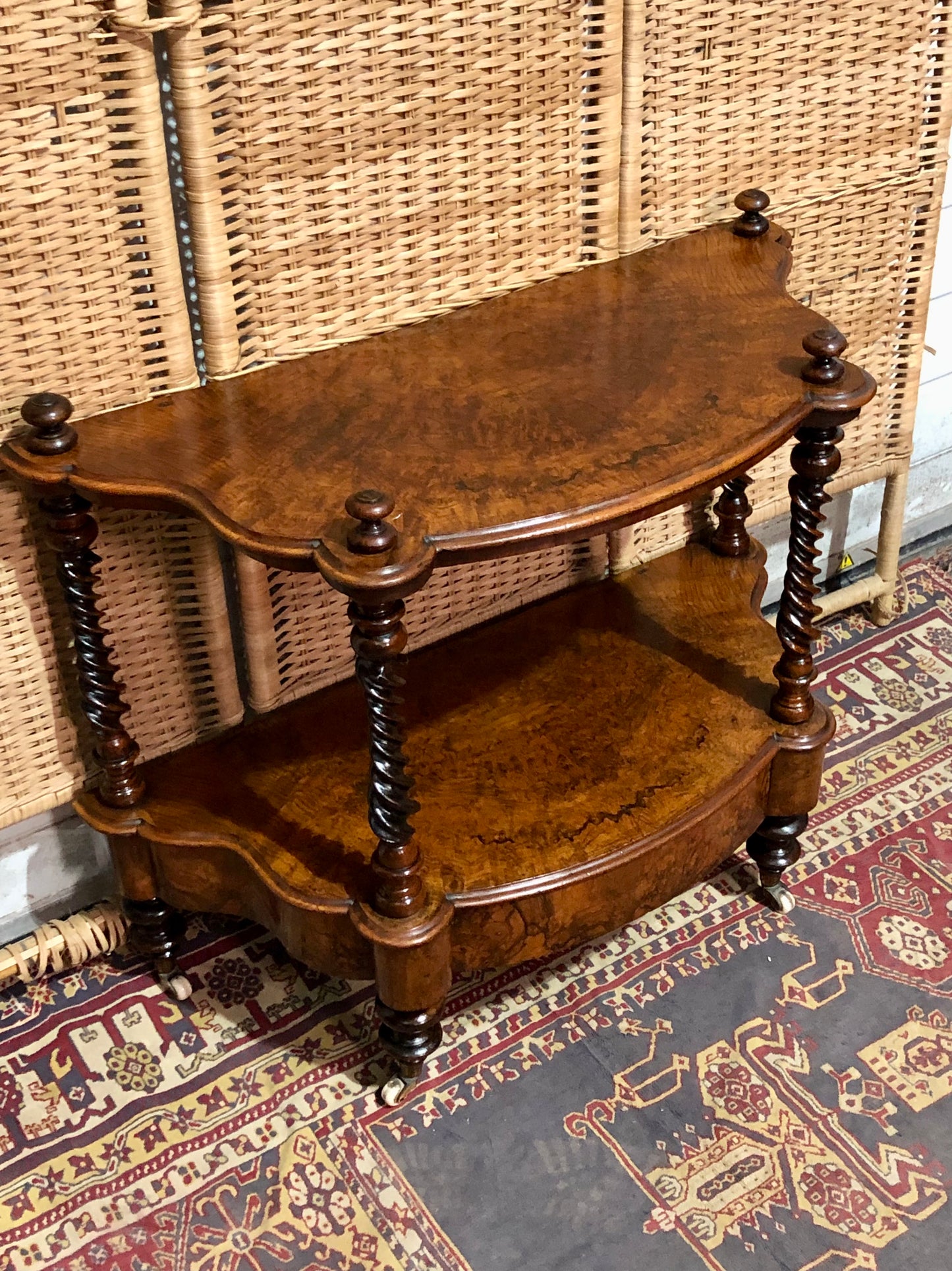 000597....Handsome Antique Walnut Low Side Table With Drawer