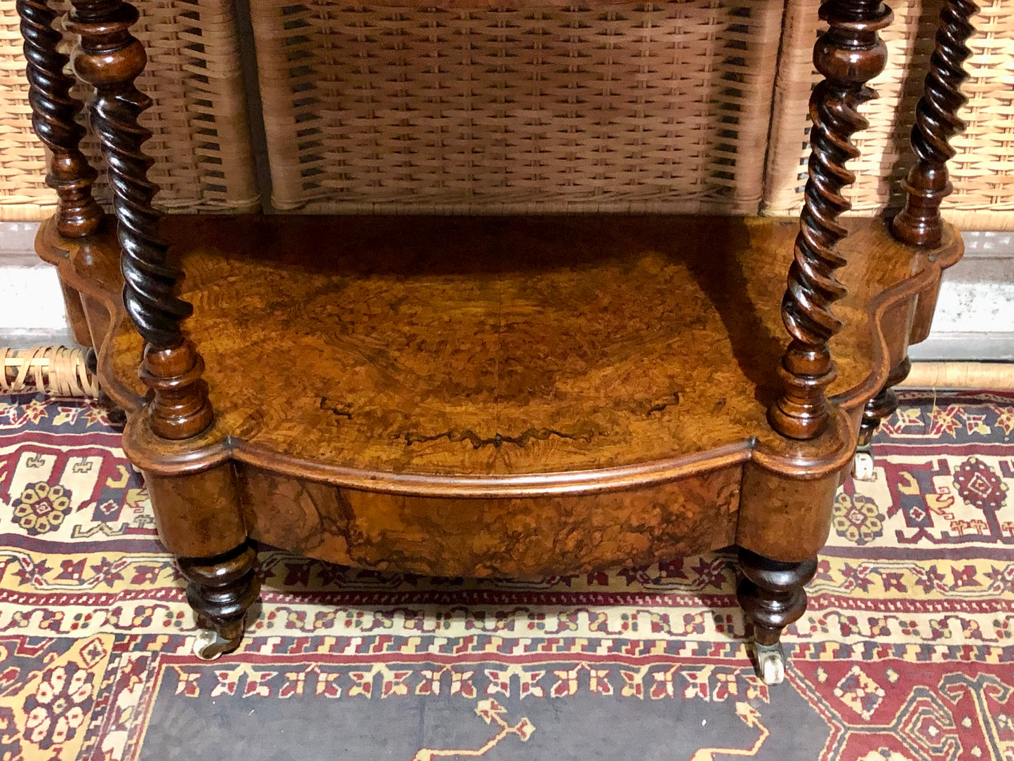 000597....Handsome Antique Walnut Low Side Table With Drawer