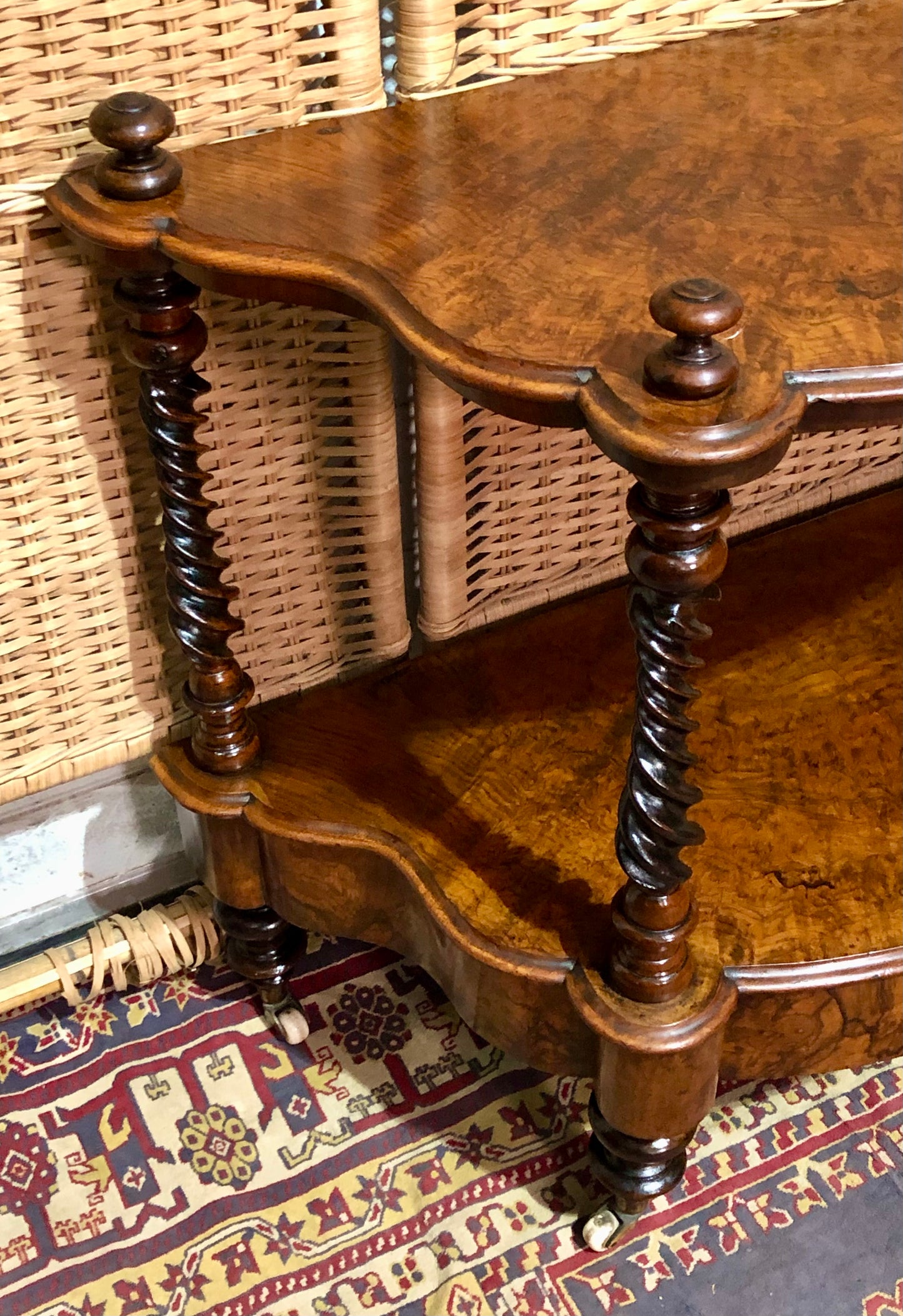 000597....Handsome Antique Walnut Low Side Table With Drawer