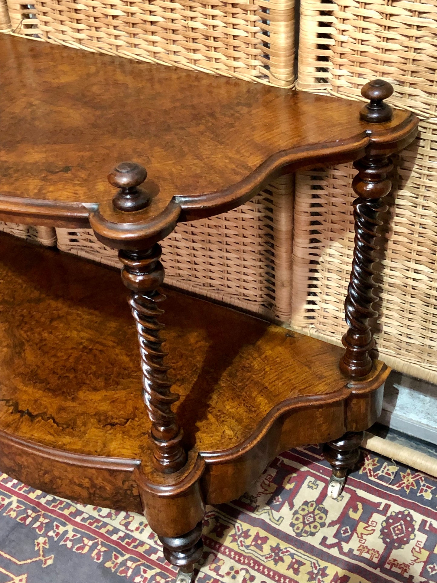 000597....Handsome Antique Walnut Low Side Table With Drawer