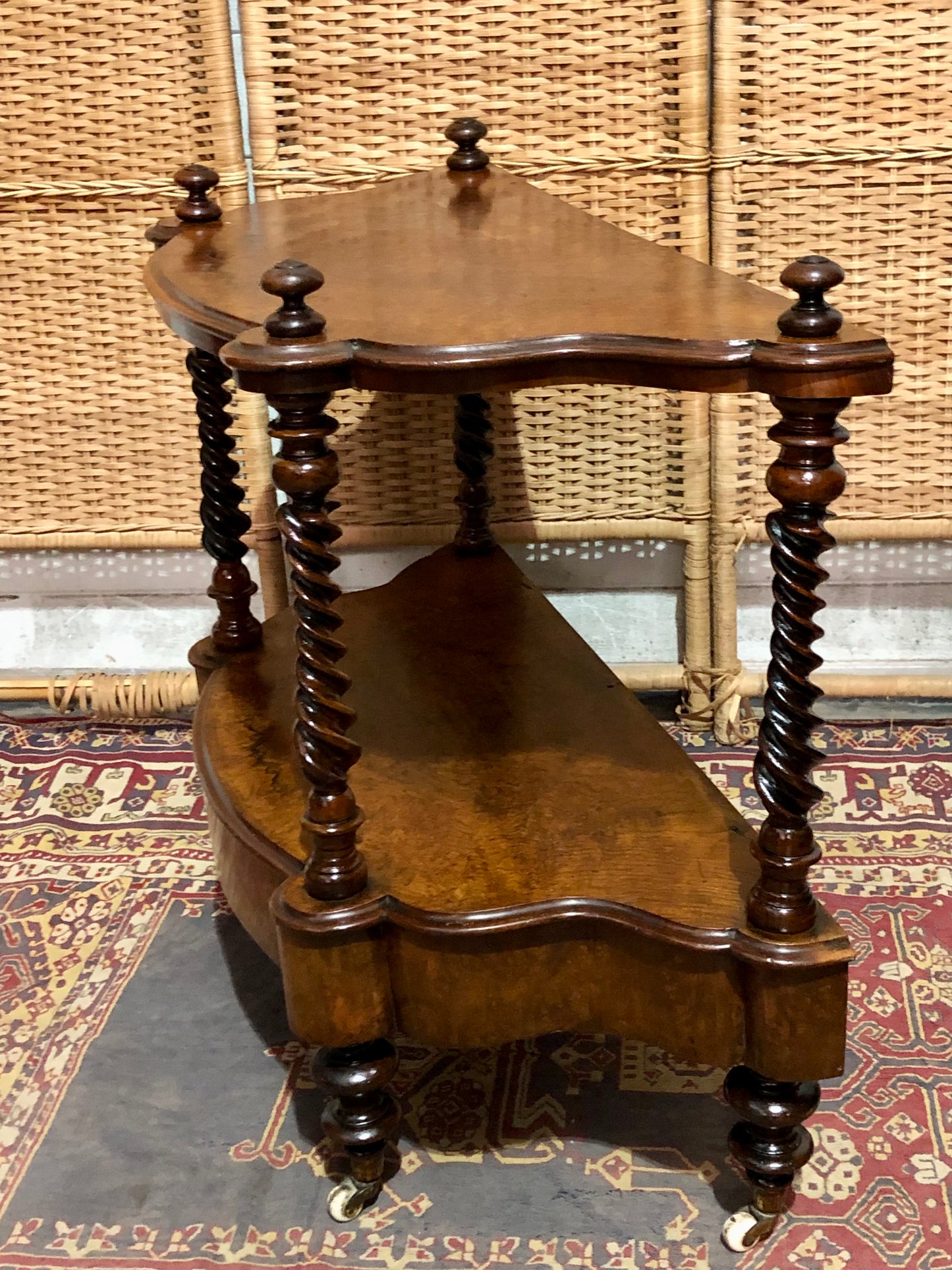 000597....Handsome Antique Walnut Low Side Table With Drawer