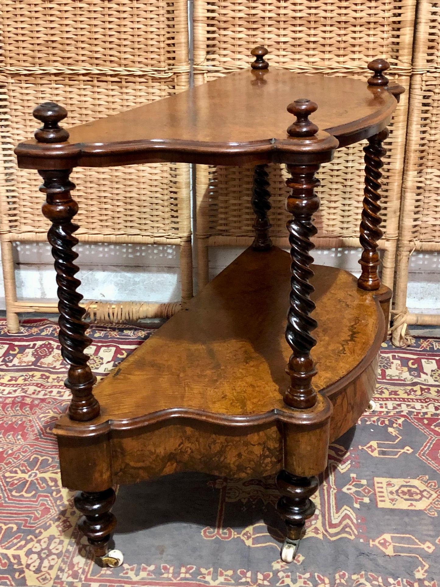 000597....Handsome Antique Walnut Low Side Table With Drawer