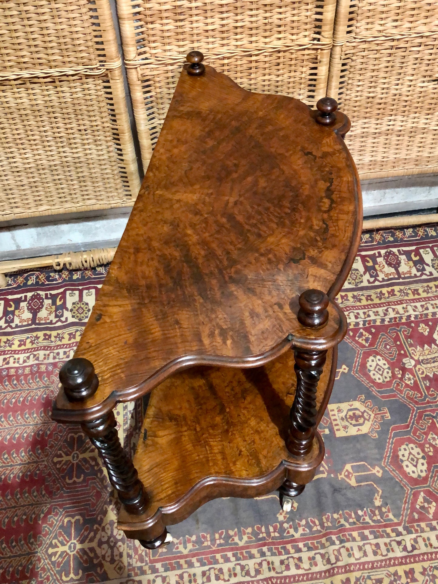 000597....Handsome Antique Walnut Low Side Table With Drawer