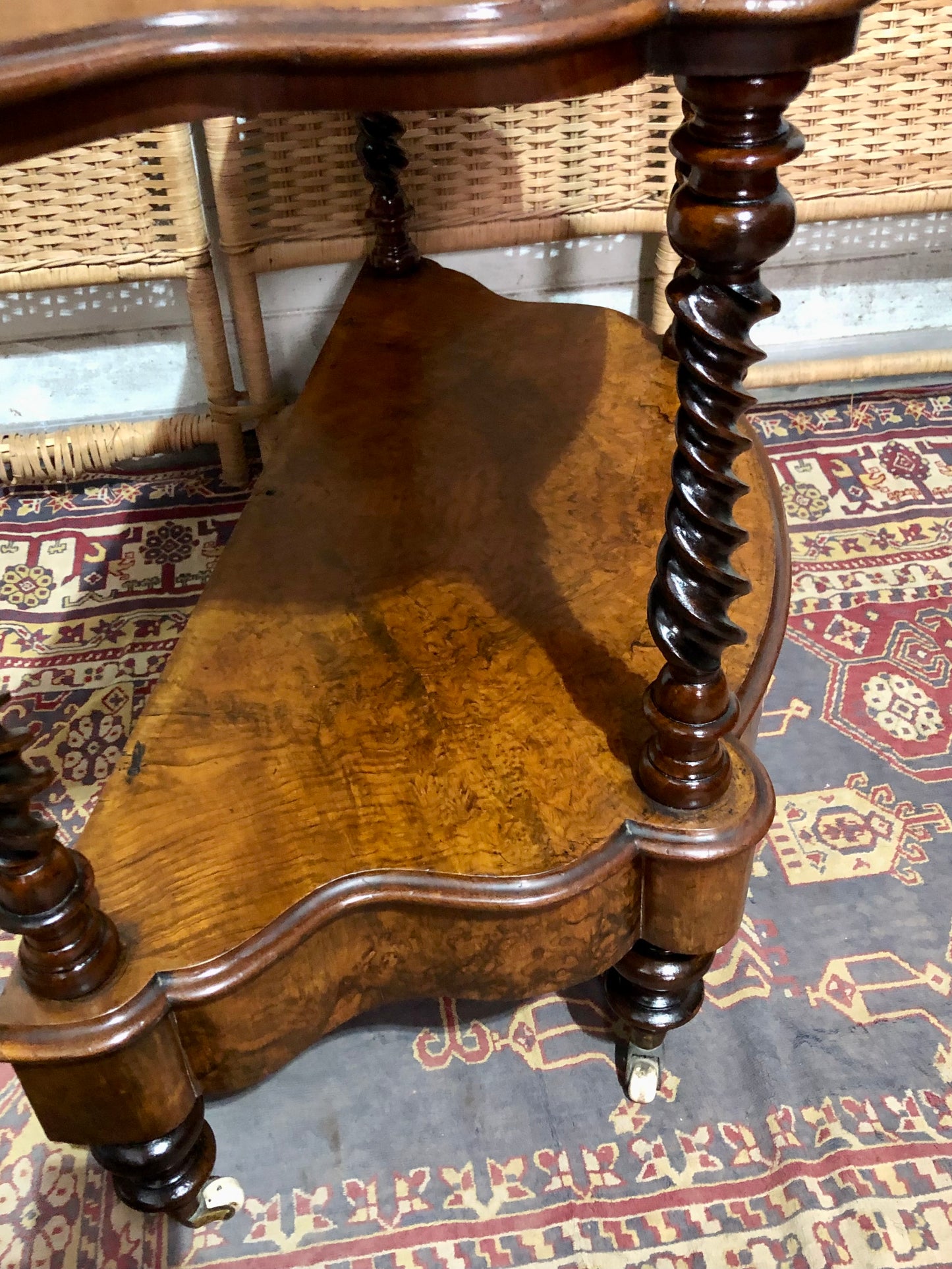 000597....Handsome Antique Walnut Low Side Table With Drawer