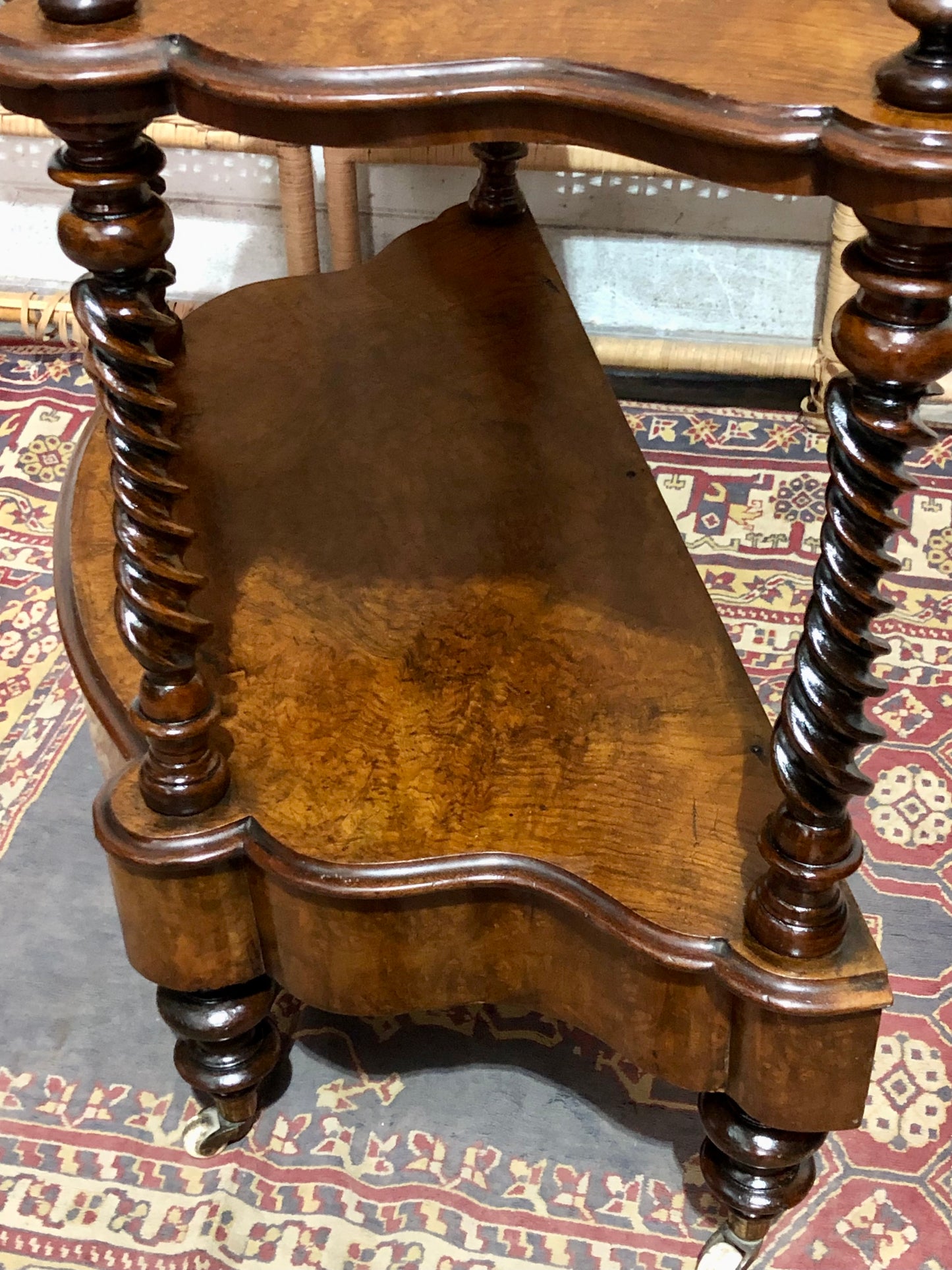 000597....Handsome Antique Walnut Low Side Table With Drawer
