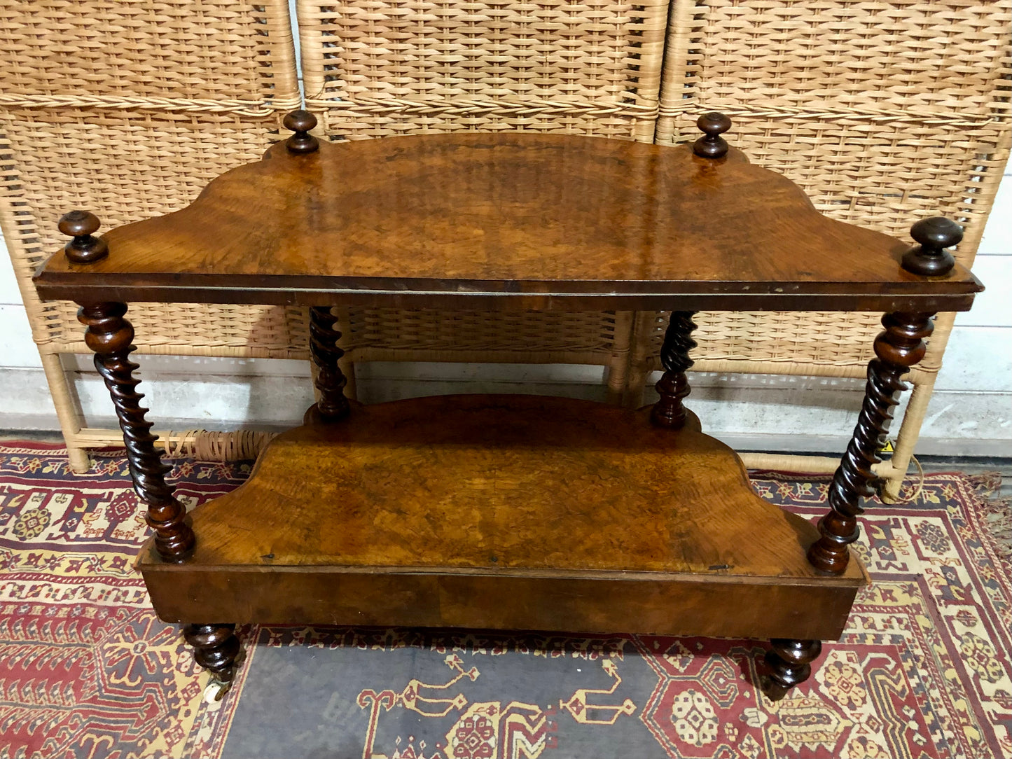 000597....Handsome Antique Walnut Low Side Table With Drawer