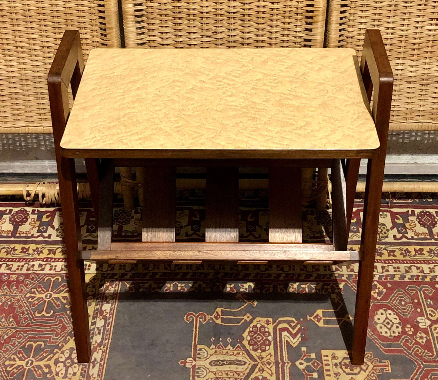 000590....Handsome Retro Teak Table With Magazine Rack