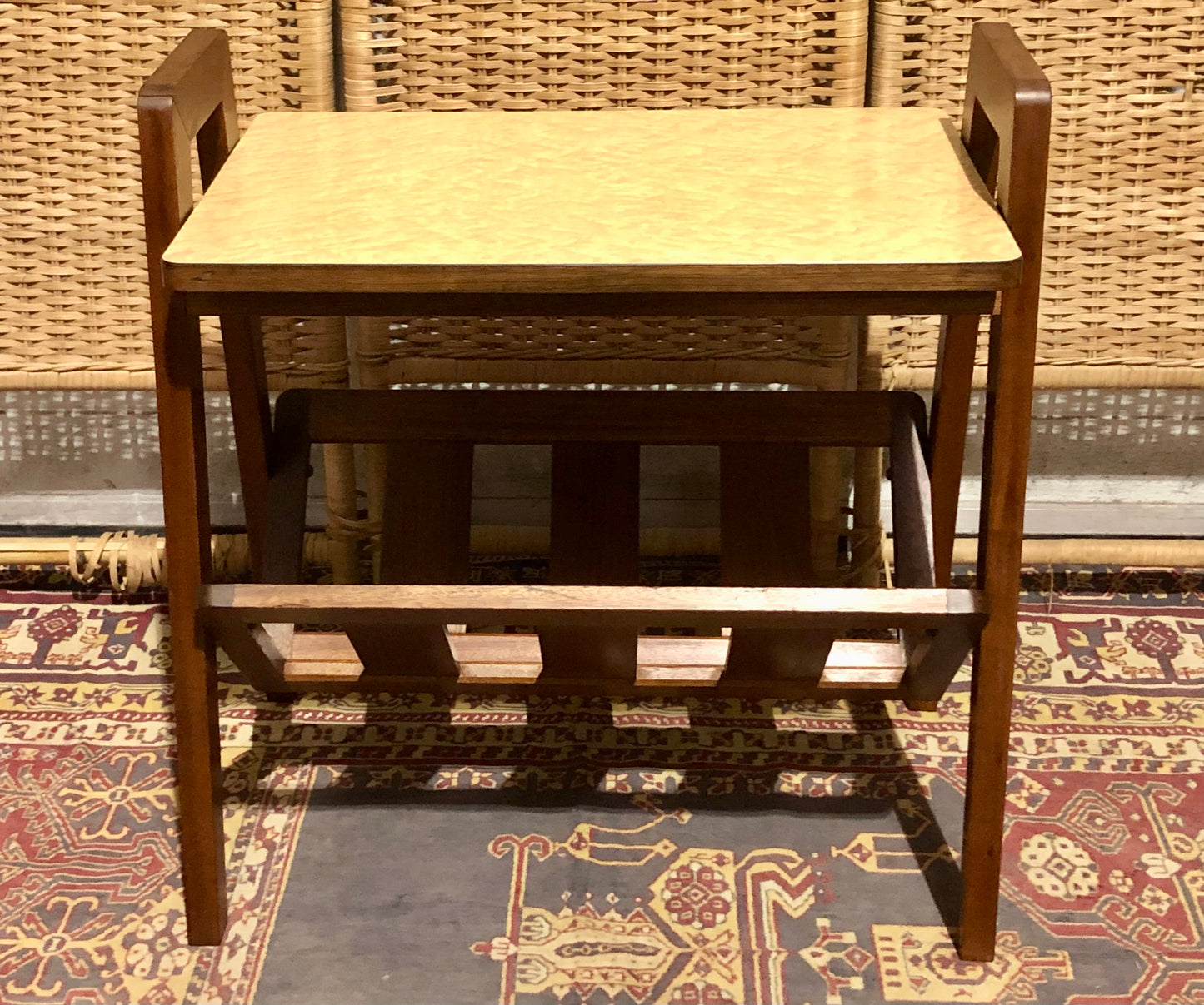 000590....Handsome Retro Teak Table With Magazine Rack