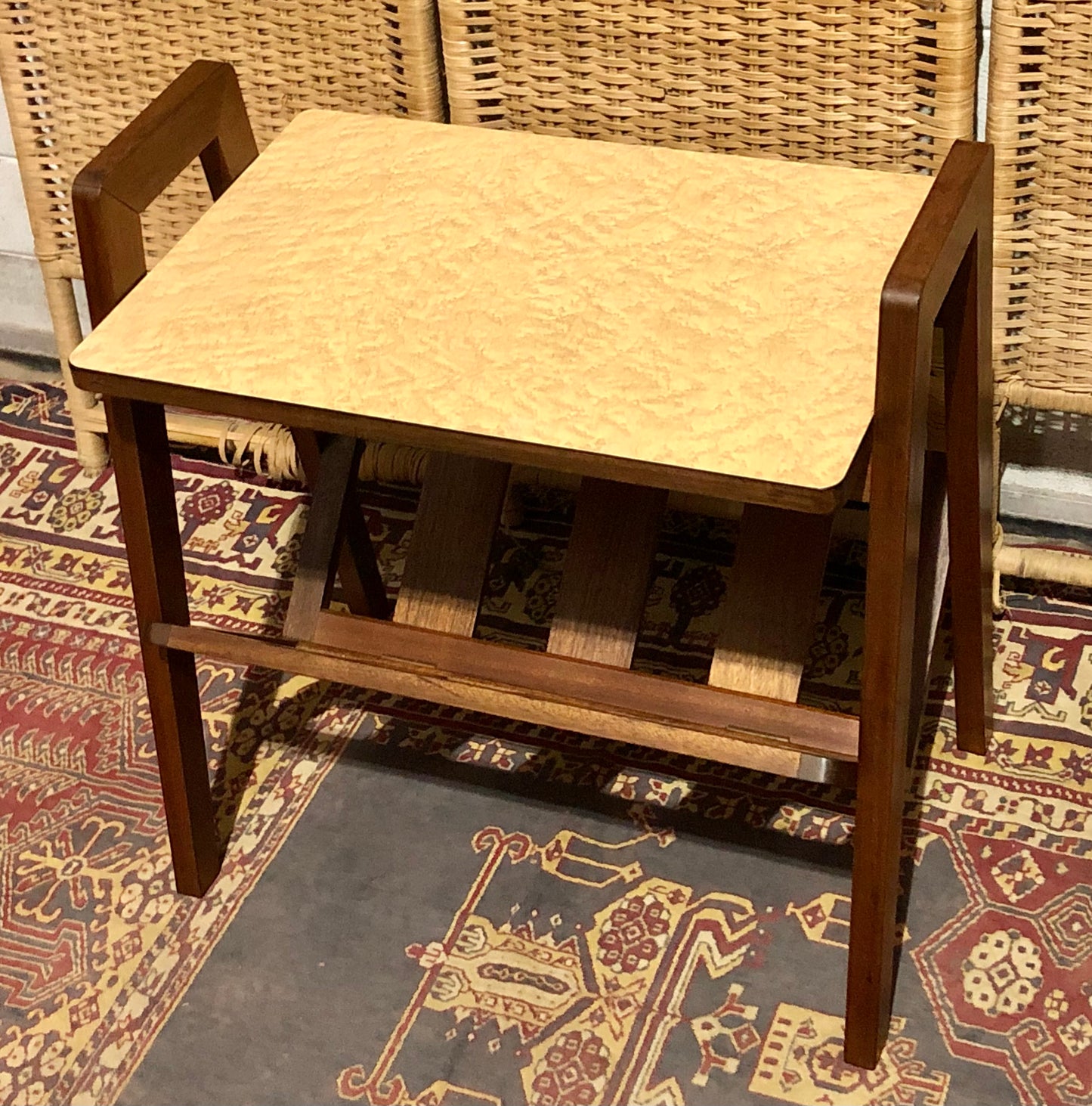 000590....Handsome Retro Teak Table With Magazine Rack