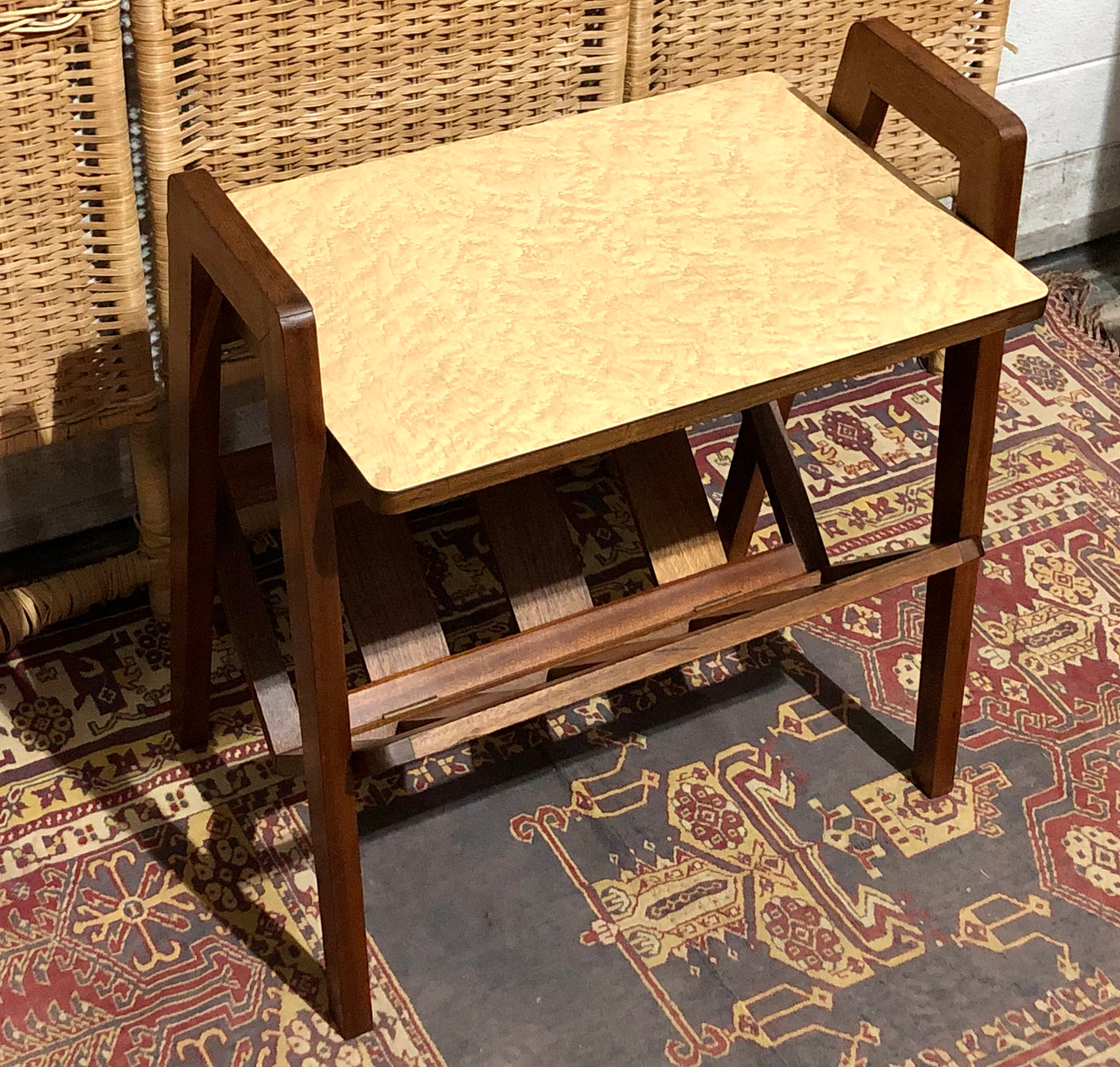 000590....Handsome Retro Teak Table With Magazine Rack
