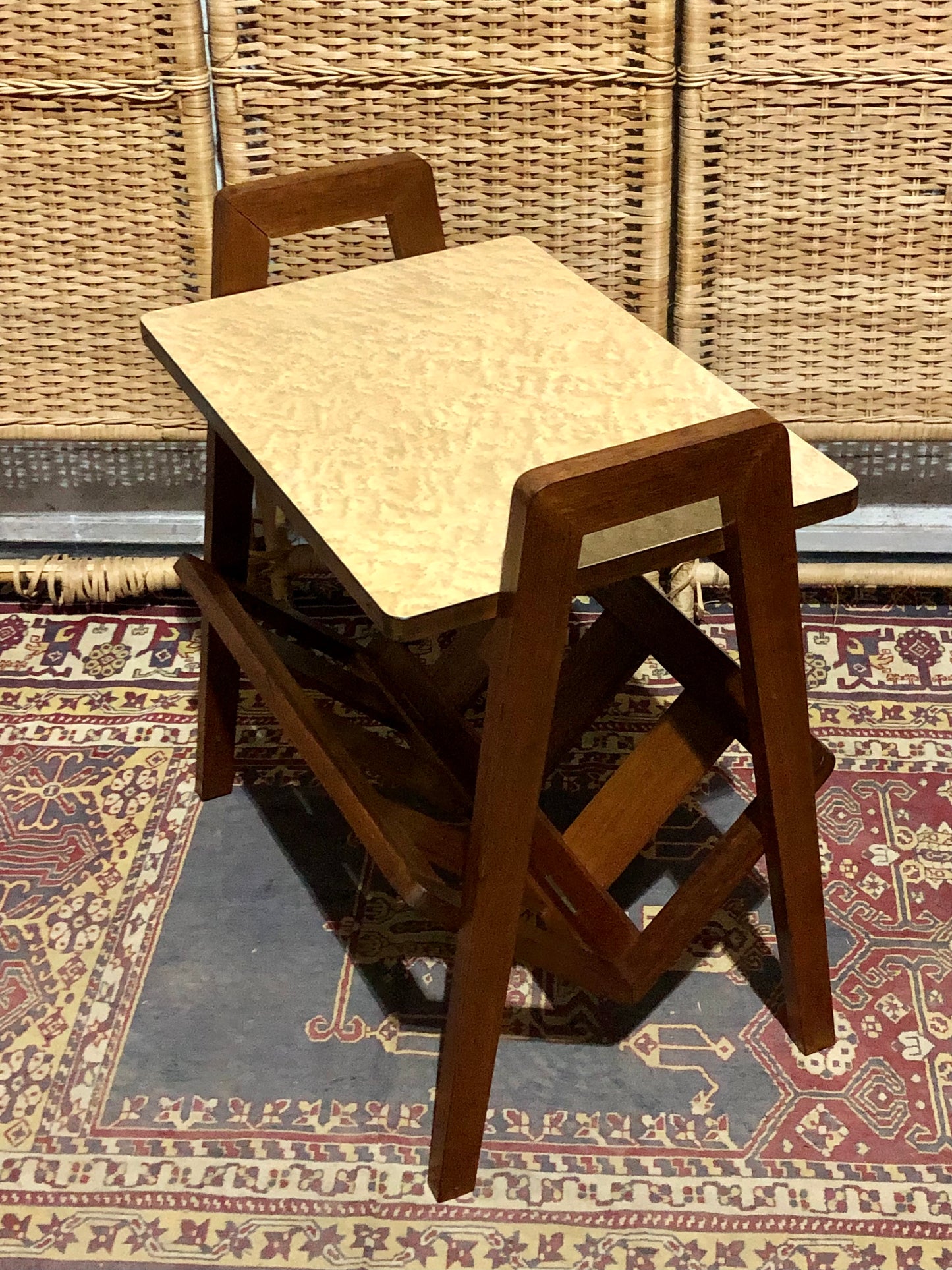 000590....Handsome Retro Teak Table With Magazine Rack