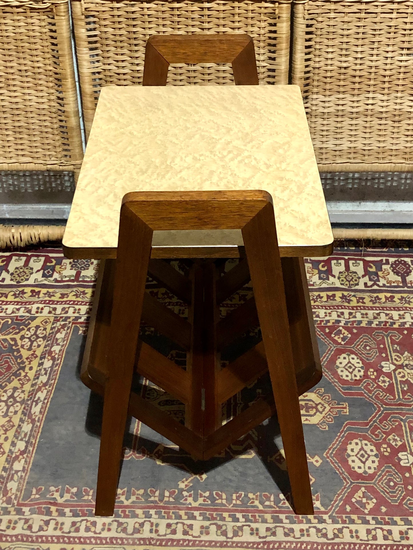 000590....Handsome Retro Teak Table With Magazine Rack