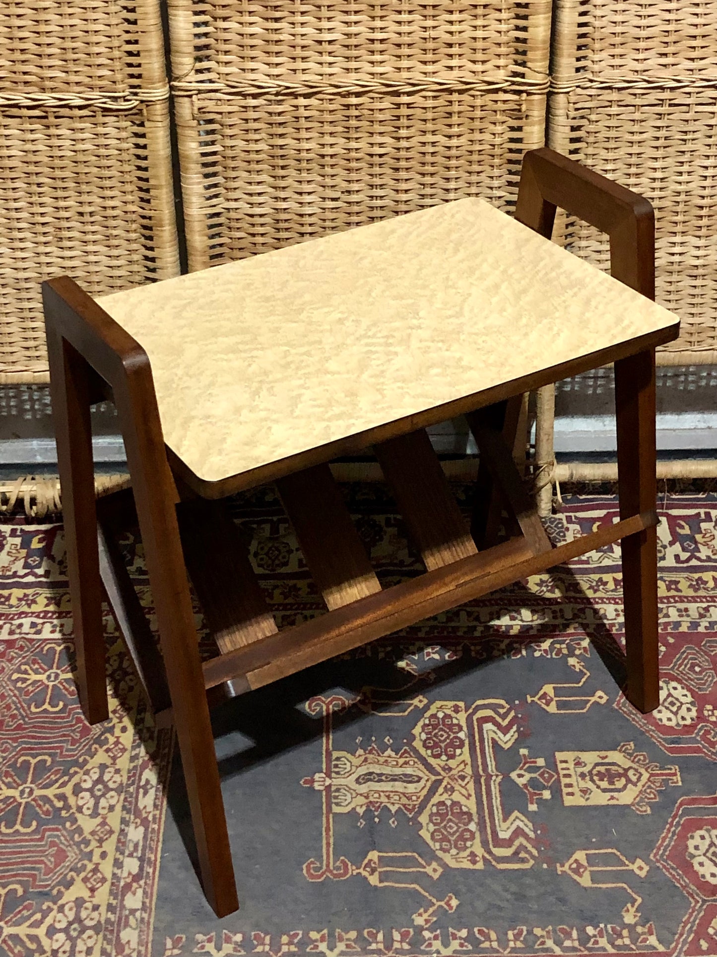 000590....Handsome Retro Teak Table With Magazine Rack