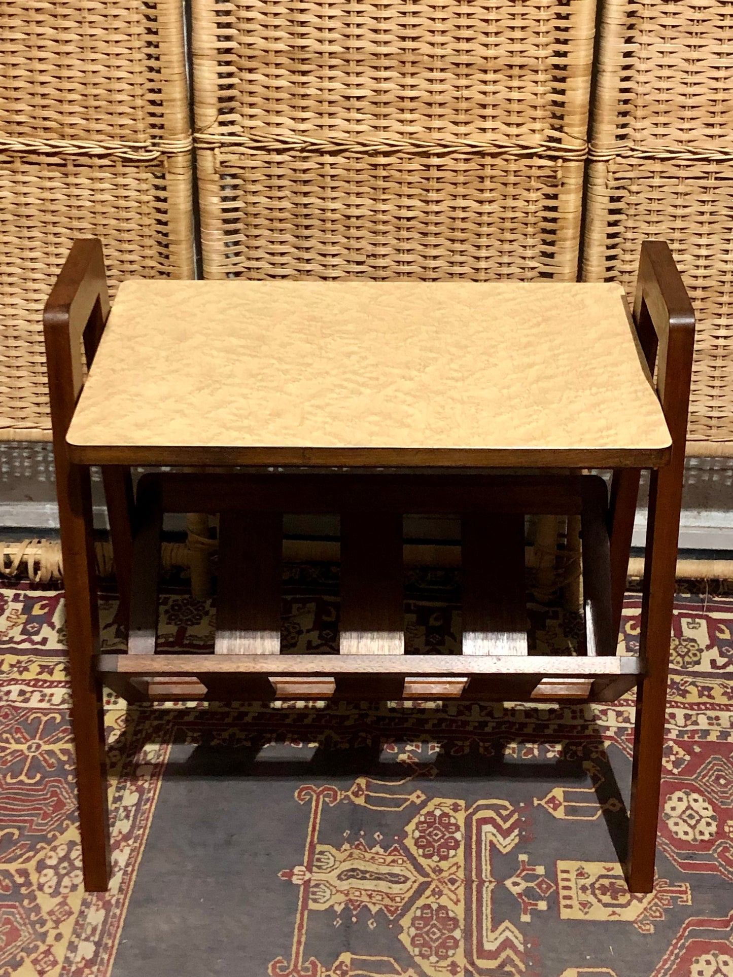 000590....Handsome Retro Teak Table With Magazine Rack