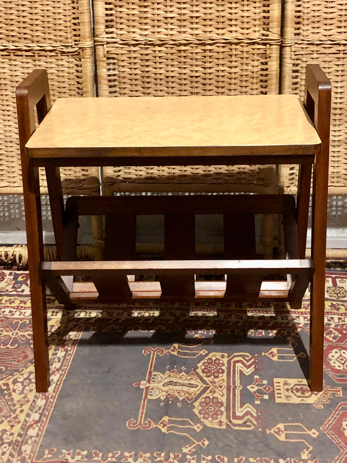 000590....Handsome Retro Teak Table With Magazine Rack
