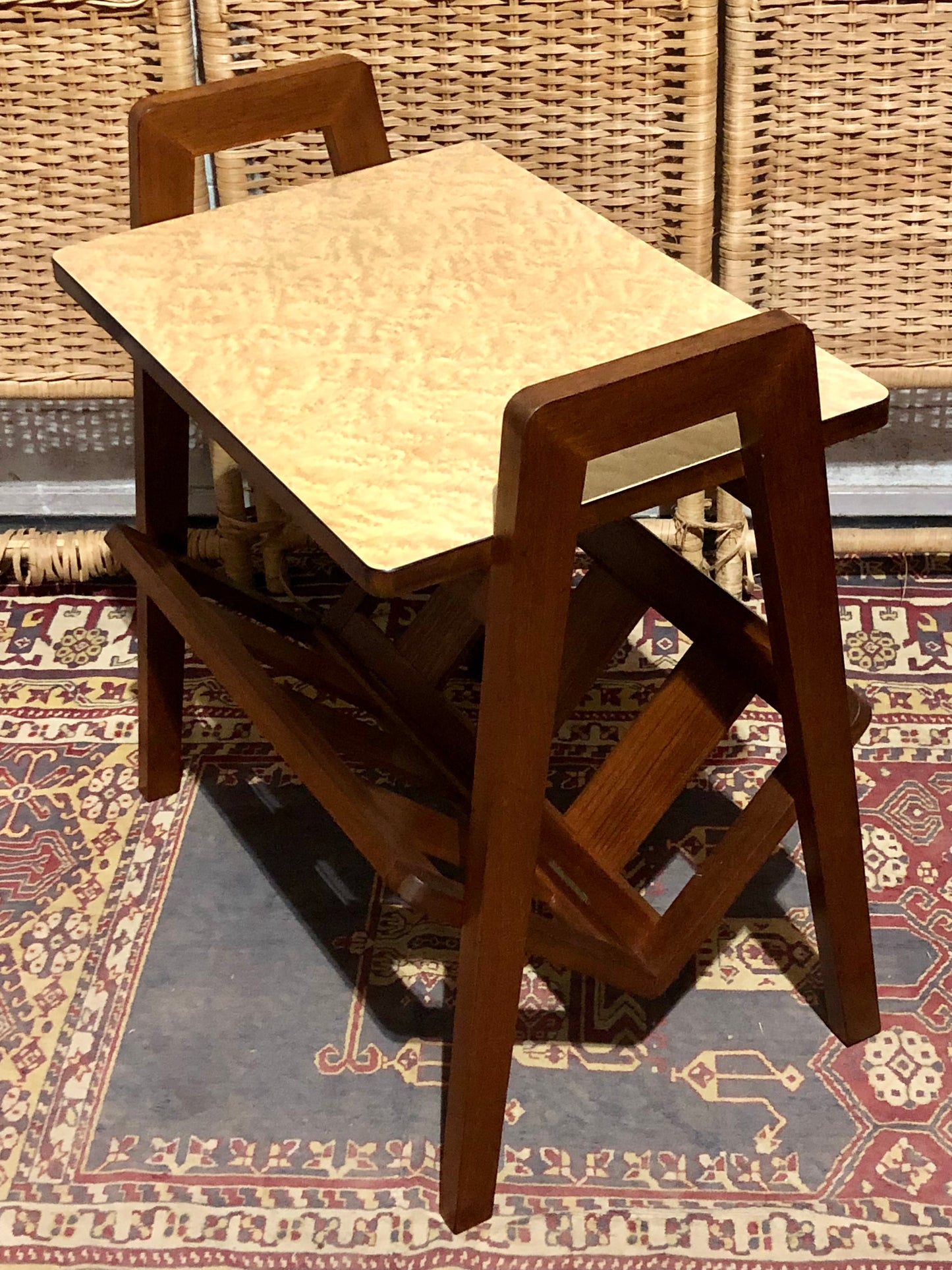 000590....Handsome Retro Teak Table With Magazine Rack