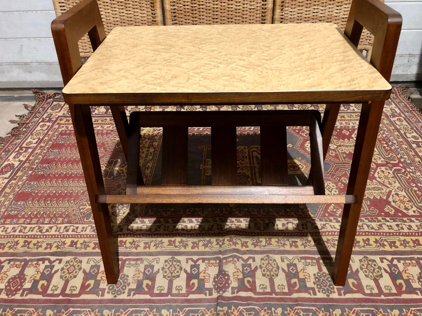 000590....Handsome Retro Teak Table With Magazine Rack