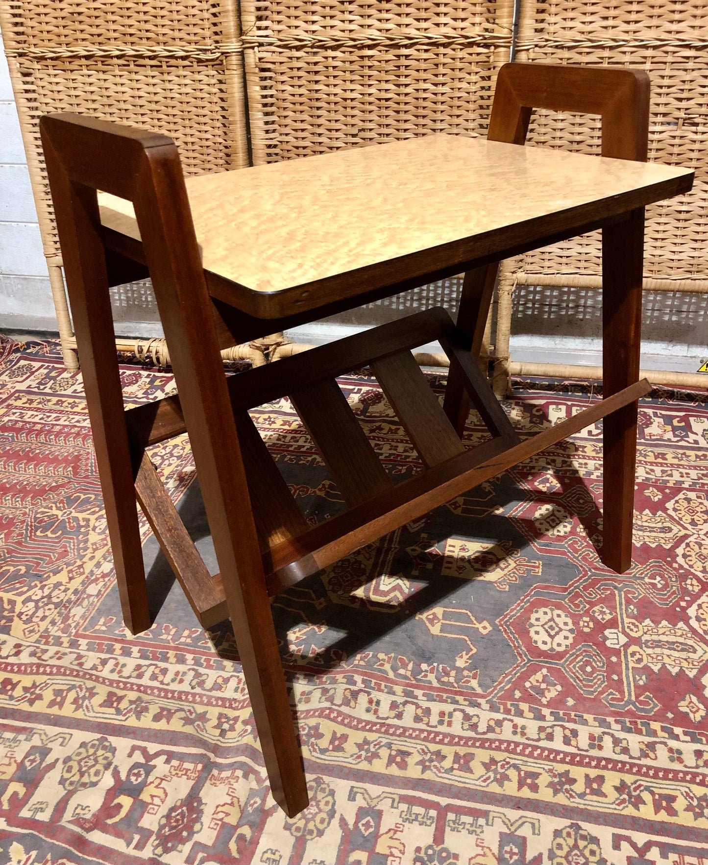 000590....Handsome Retro Teak Table With Magazine Rack