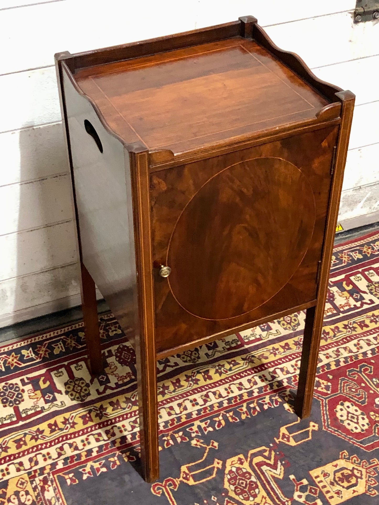 000740....Handsome Sheraton Revival Edwardian Bedside Table / Nightstand ( sold )