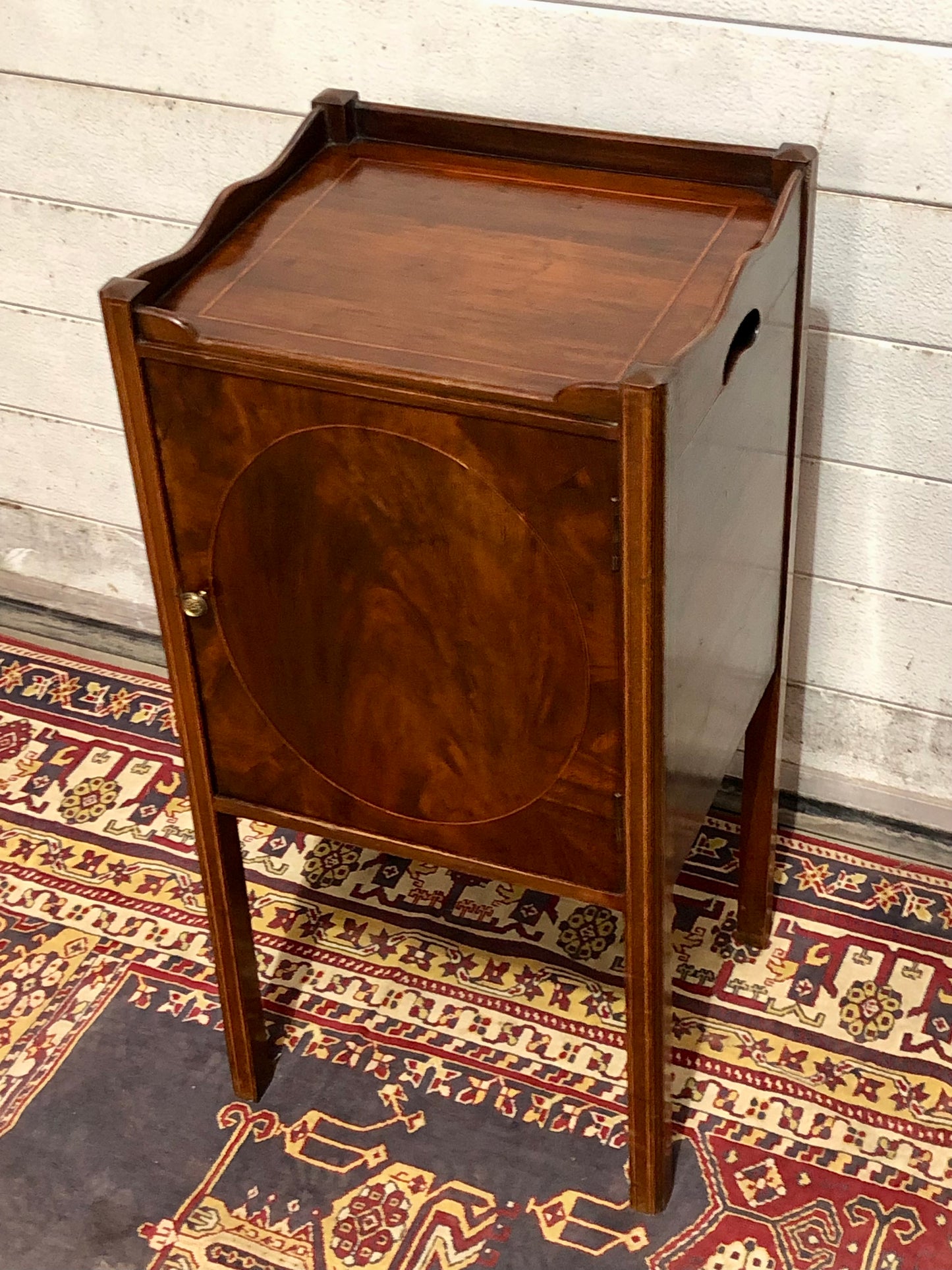 000740....Handsome Sheraton Revival Edwardian Bedside Table / Nightstand ( sold )