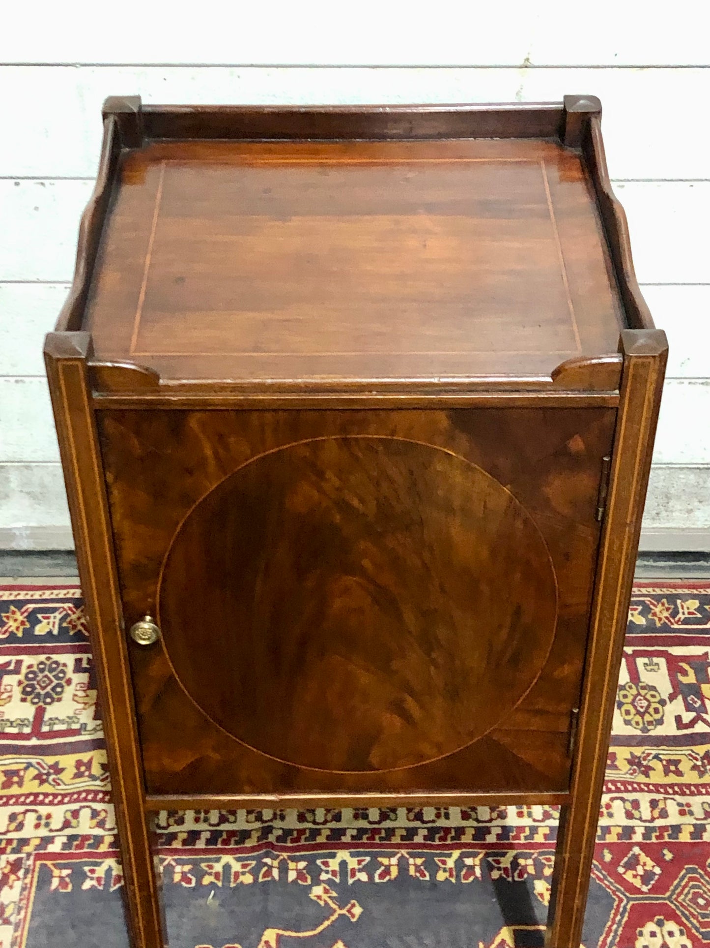 000740....Handsome Sheraton Revival Edwardian Bedside Table / Nightstand ( sold )