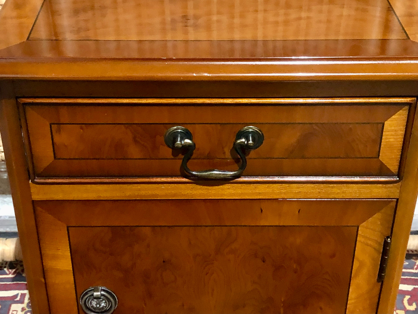 000587....Handsome Pair Of Vintage Yew Bedside Tables