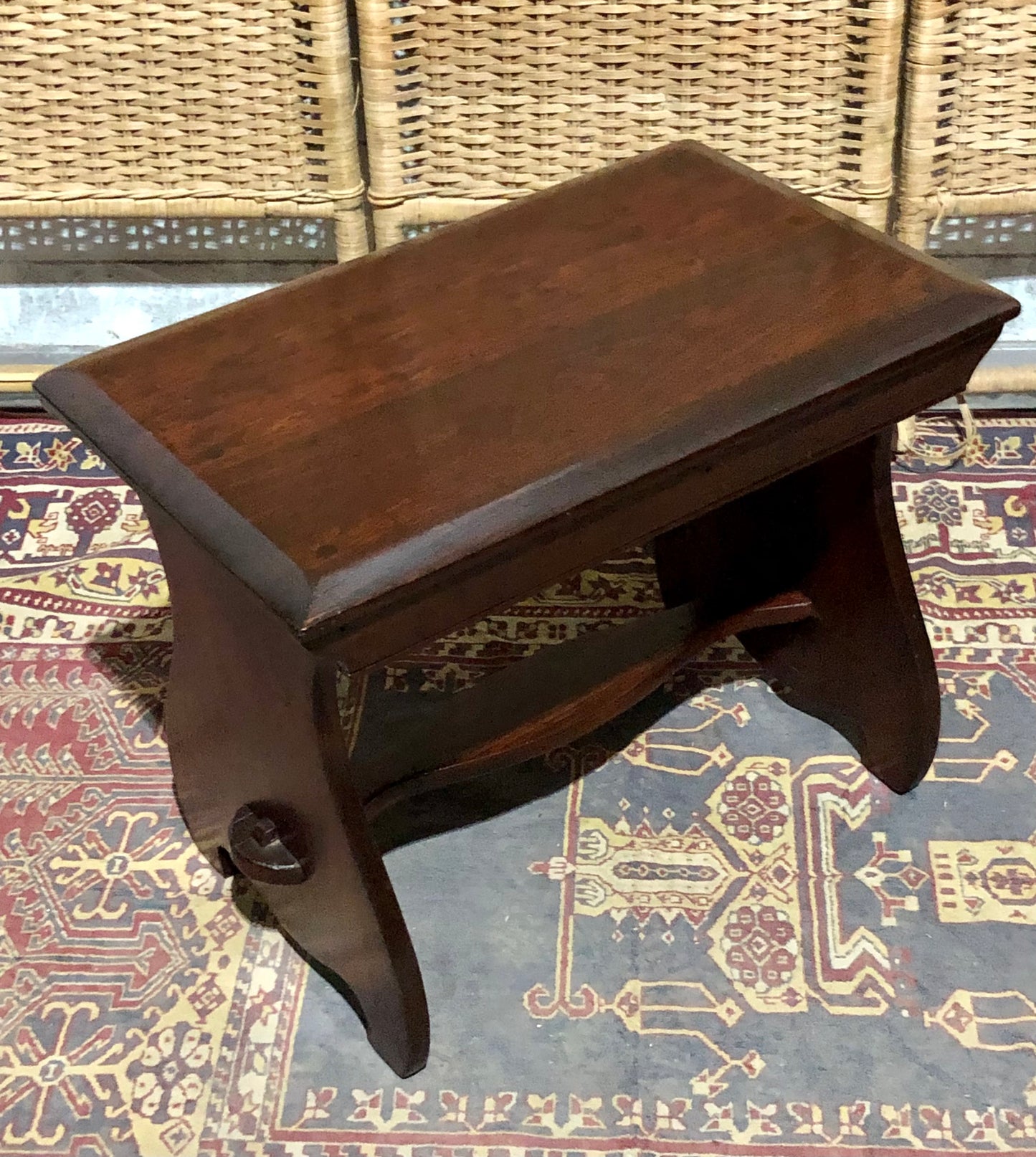 000580....Handsome Arts And Crafts Fruitwood Stool