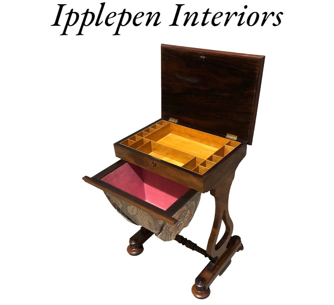 000879....Handsome Antique Sewing Table( sold )