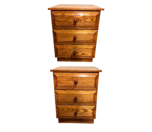 000827....Handsome Pair Of Solid Ash Bedside Chests / Vintage Ash Lamp Tables ( sold )