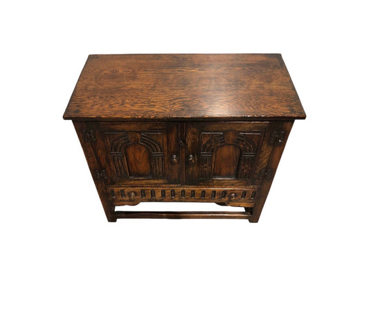 000791....Handsome Vintage Carved Oak Cabinet