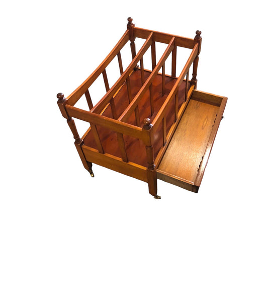 000783....Handsome Vintage Yew Canterbury / Magazine Rack ( sold )
