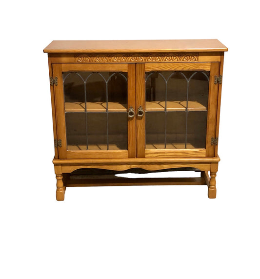 000779....Handsome Vintage Oak Bookcase / Display Cabinet ( sold )