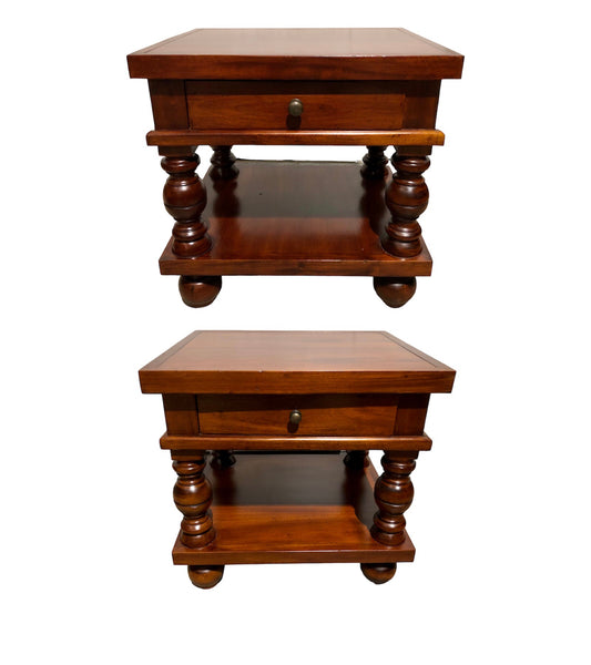 000771....Handsome Pair Of Vintage Bedside Tables / Lamp Tables ( sold )