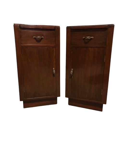000767....Handsome Pair Of Art Deco Mahogany Bedside Tables / Bedside Cabinets ( sold )