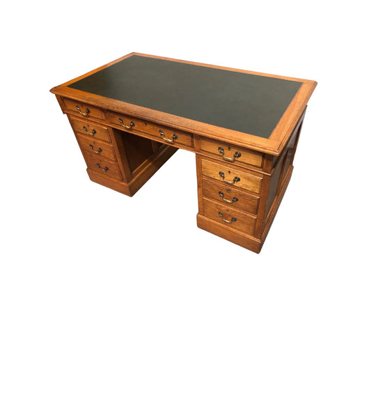 000752....Handsome Vintage Large Oak Pedestal Desk ( sold )