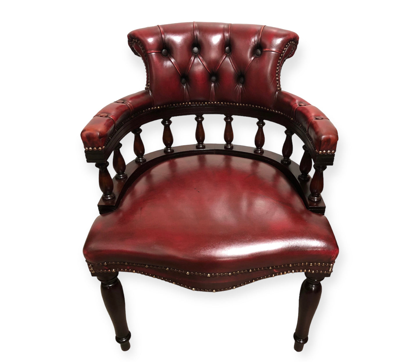 000724....Handsome Vintage Leather Chesterfield Style Captains Desk Chair ( sold )