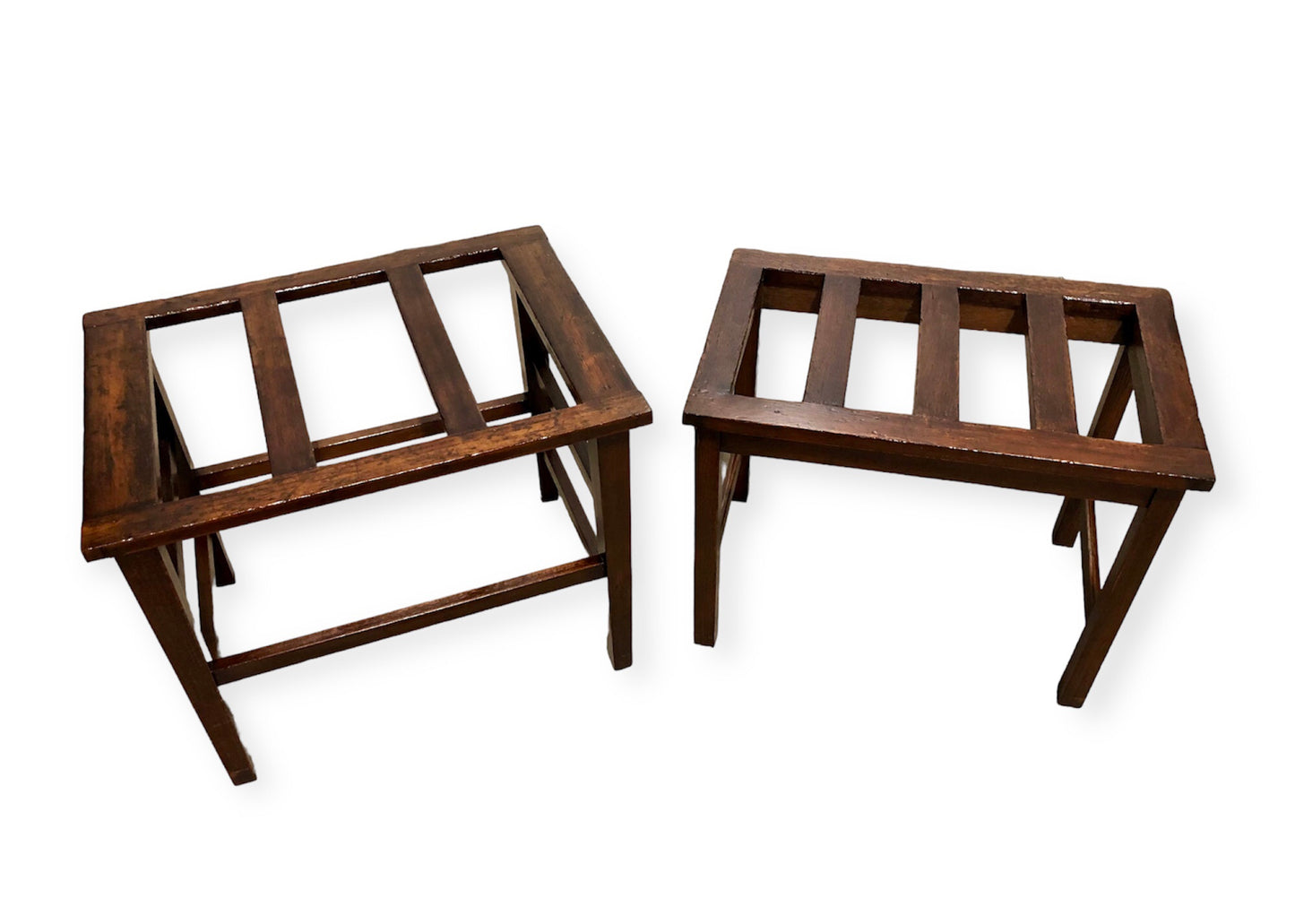 000721....Two Vintage Luggage Racks / Suitcase Stands ( sold )