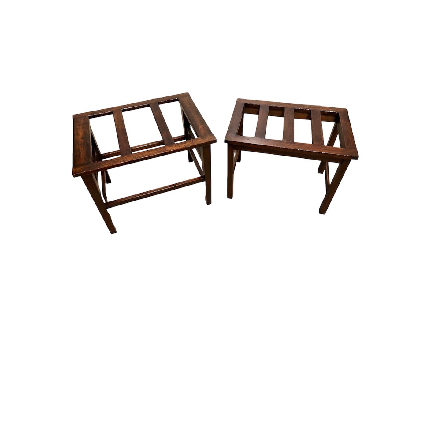 000721....Two Vintage Luggage Racks / Suitcase Stands ( sold )
