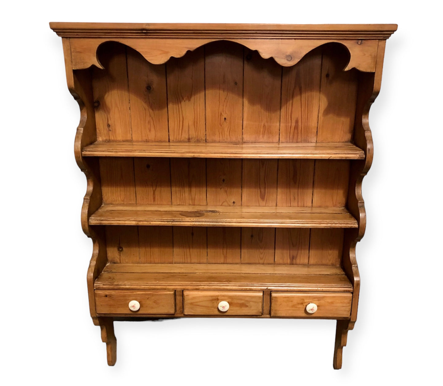 000712....Handsome Set Of Vintage Pine Wall Shelves ( sold )