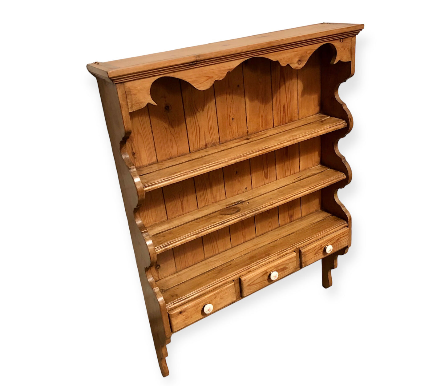 000712....Handsome Set Of Vintage Pine Wall Shelves ( sold )